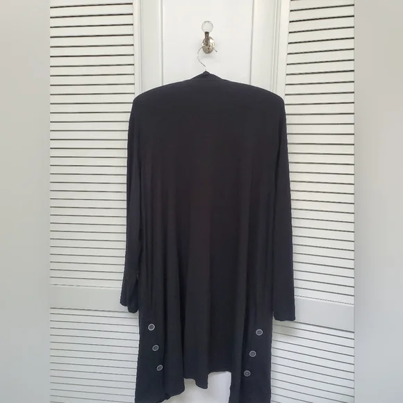 J. Jill Wearever 2X Black long sleeve Duster Topper Cardigan Jacket EUC - Picture 2 of 6
